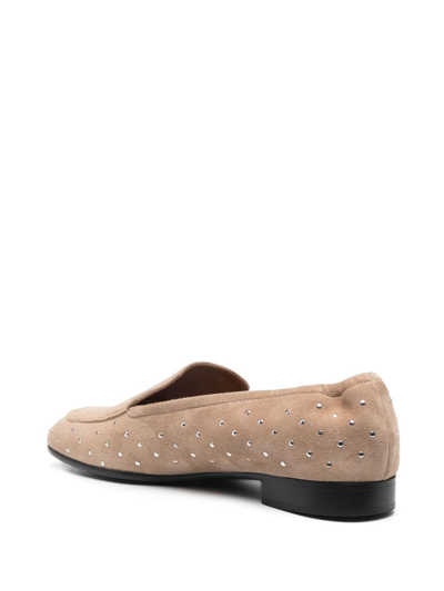 Shop Laurence Dacade Rhinestone-embellished Suede Loafers In Neutrals