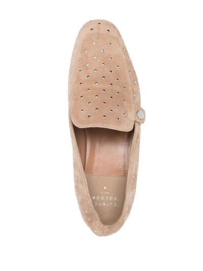 Laurence Dacade Rhinestone-embellished Suede Loafers In Neutrals