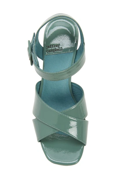 Shop Jeffrey Campbell Amma Platform Slingback Sandal In Dusty Green Crinkle Pat