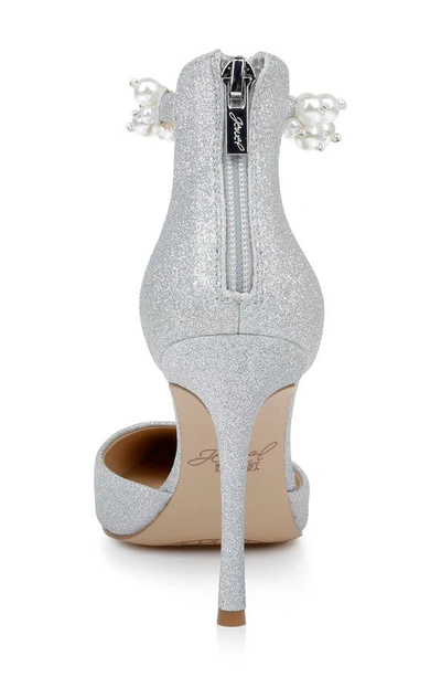 Jewel Badgley Mischka Ankle Strap Pointed Toe Pump In Silver