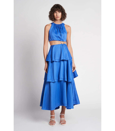 Shop Aje Wave Cut Out Dress In Blue