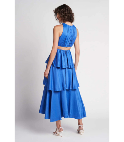 Shop Aje Wave Cut Out Dress In Blue