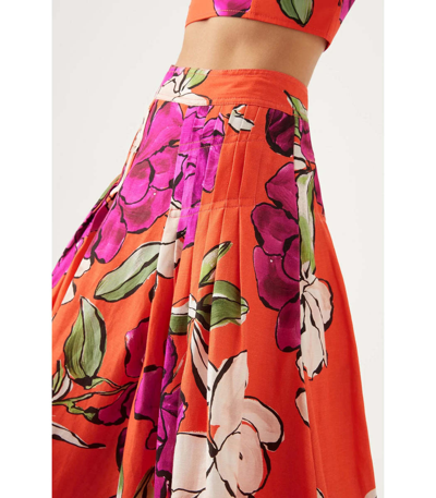 Shop Aje Lewis Tuck Detail Midi Skirt In Pink