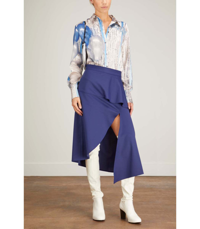 Shop Jw Anderson Peplum Slit Skirt In Oxford Blue