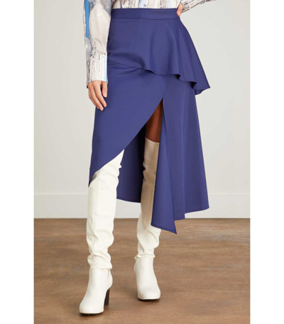 Shop Jw Anderson Peplum Slit Skirt In Oxford Blue