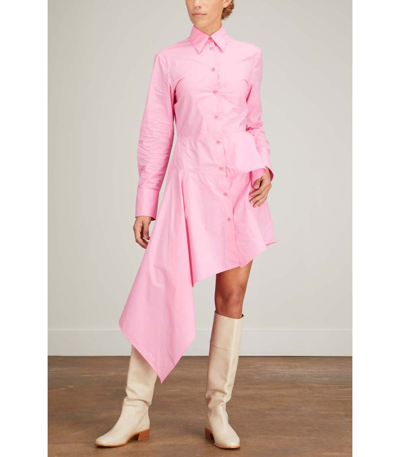 Shop Jw Anderson Asymmetric Peplum Shirt Dress In Watermelon Pink