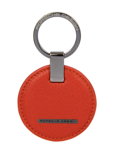 Shop Porsche Design Men's Leather Keyring Circle In Lava Orange