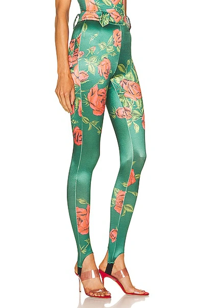 Shop Raisa Vanessa Rose Patterned Shiny Pant In Green & Red