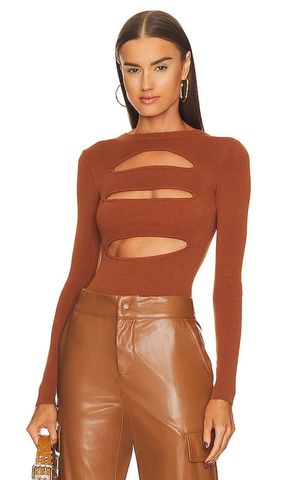 Shop Michael Costello X Revolve Alexa Knit Bodysuit In Coffee