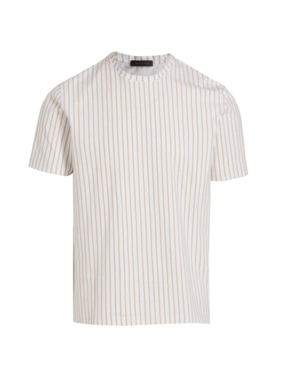 Shop Saks Fifth Avenue Men's Collection Pinstripe Short-sleeve T-shirt In Egret Smoke Grey