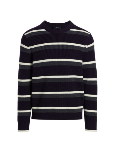 Shop Theory Men's Gary Rib-knit Wool Crewneck Sweater In Baltic Multi