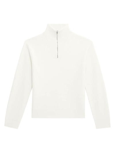 Shop Theory Men's Lamar Wool Quarter-zip Sweater In Stone White
