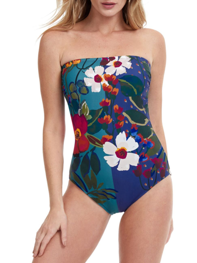 Shop Gottex Swimwear Women's Botanical Garden Bandeau One-piece Swimsuit In Neutral