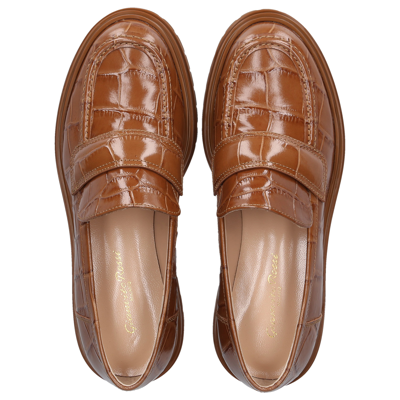 Shop Gianvito Rossi Loafers Argo Croco Print In Brown