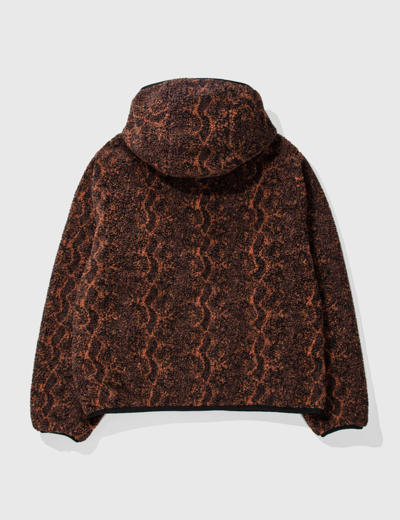 Shop Stussy Snake Jacquard Sherpa Jacket In Brown