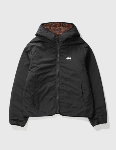 Shop Stussy Snake Jacquard Sherpa Jacket In Brown