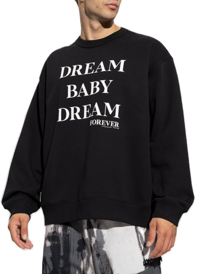 Shop Dries Van Noten Slogan Printed Crewneck Sweatshirt In Nero