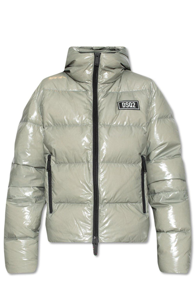 Shop Dsquared2 Logo Patch Down Jacket In Verde