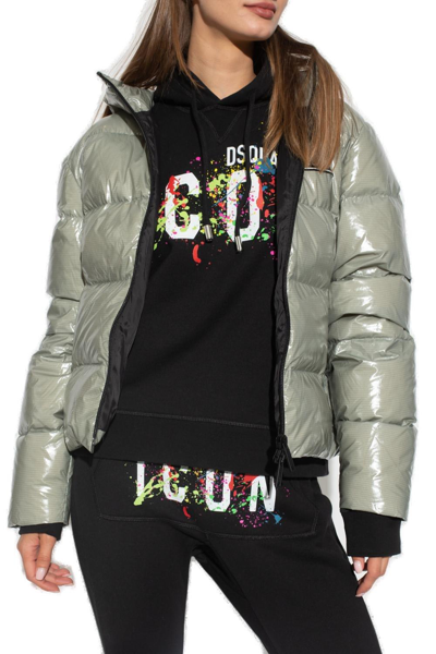Dsquared2 Logo-patch Hooded Down Jacket In Verde