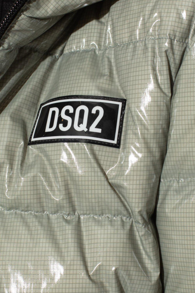 Dsquared2 Logo-patch Hooded Down Jacket In Verde