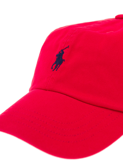 Shop Polo Ralph Lauren Man S Red Cotton Sport Cap With Logo In Red/blue