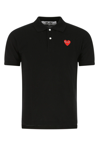Shop Comme Des Garçons Play Black Piquet Polo Shirt