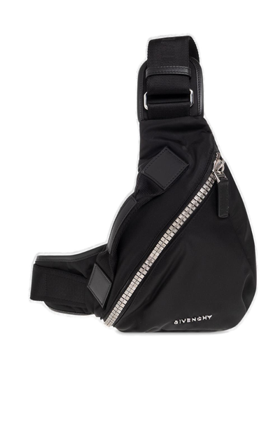 Shop Givenchy Small G-zip Triangle Shoulder Bag In Blacl