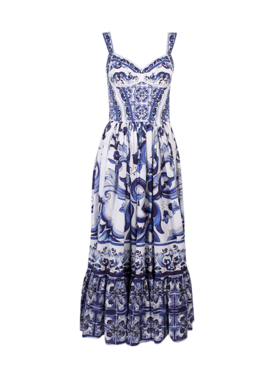 Shop Dolce & Gabbana Dress In Tris Maioliche Blu