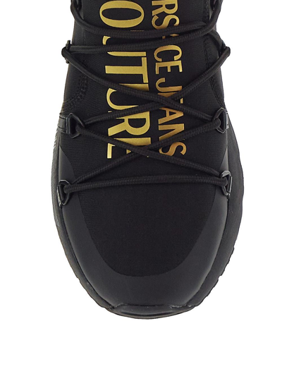 Shop Versace Jeans Couture Logo Printed Sneakers In Black + Gold