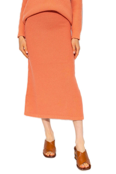 Chloé Flared Maxi Skirt In Papaya Orange