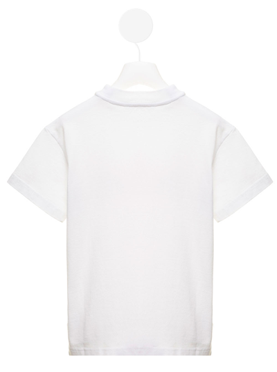 Shop Palm Angels White Cotton T-shirt With Bear Loose Front Print Kids Boy