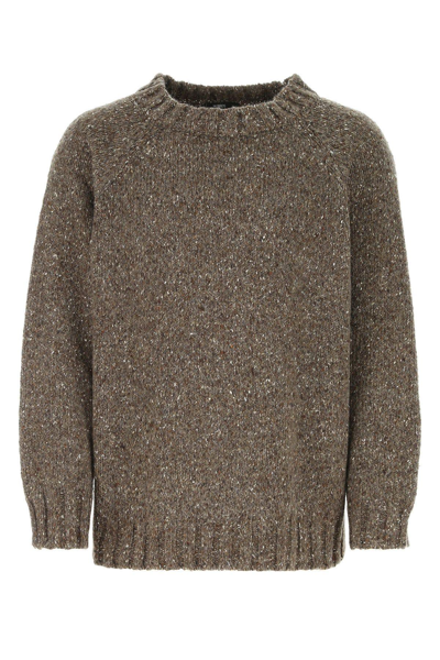 Shop 14 Bros Melange Brown Wool Oversize Sweater