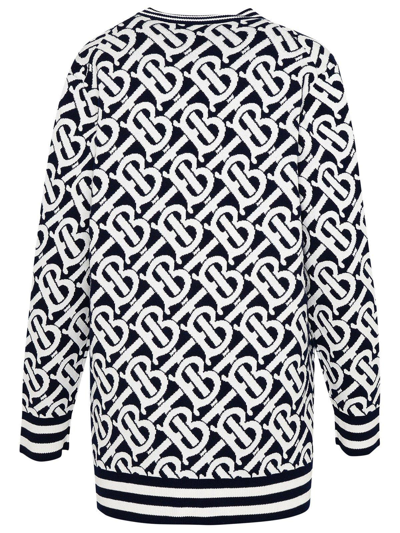 Shop Burberry Monogram Jacquard V-neck Cardigan In Grey