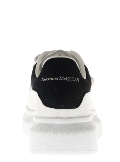Shop Alexander Mcqueen Oversize White Leather Sneakers In Bianco/nero