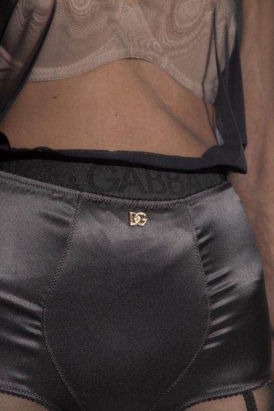 Shop Dolce & Gabbana Logo-plaque High-waisted Satin Briefs In Black