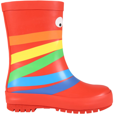 Shop Stella Mccartney Red Rain Boots For Kids In Multicolor