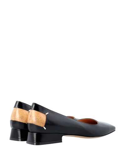 Shop Maison Margiela Cork And Stitching Details Ballerina In Black