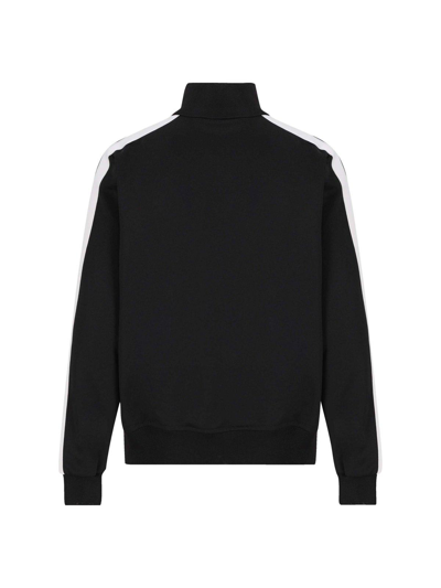 Palm Angels Logo-print Striped Tech-jersey Track Jacket In (black/white)