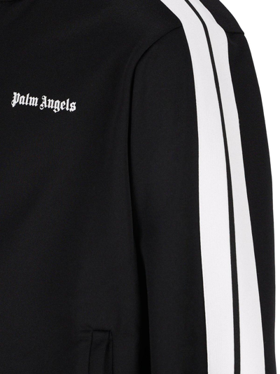 Palm Angels Logo-print Striped Tech-jersey Track Jacket In (black/white)