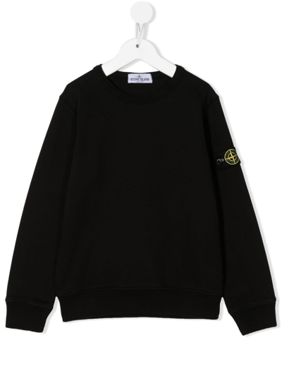 Shop Stone Island Junior Kids Black Sweatshirt With Logo Badge In (black)