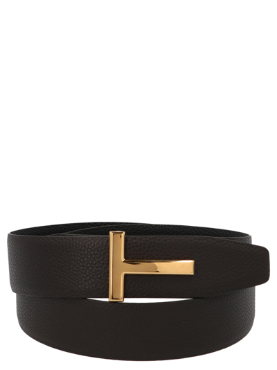 Shop Tom Ford T Reversible Belt In Marrone