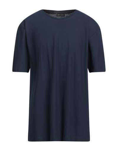Shop Roberto Collina Man T-shirt Midnight Blue Size 44 Cotton