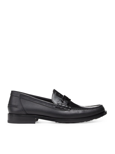 Shop Fendi Black Leather Loafers