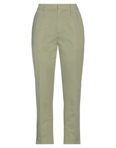 Shop Dondup Woman Pants Sage Green Size 28 Cotton, Elastane