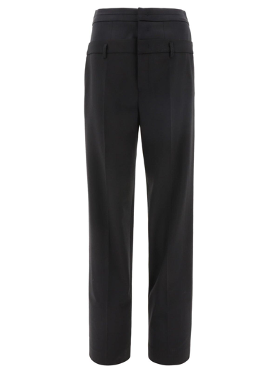 Shop Off-white Logo Patch Straight Leg Trousers In Nero
