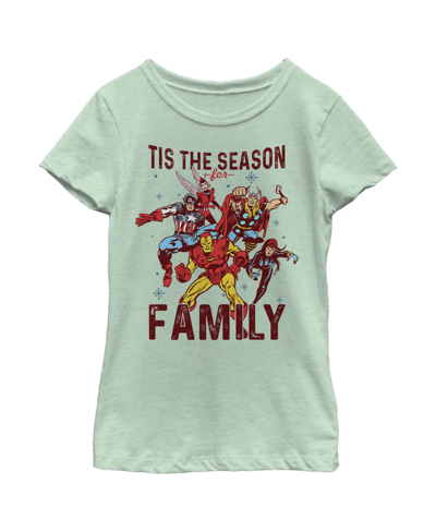 Shop Marvel Girl's  Christmas Season For Family Child T-shirt In Mint