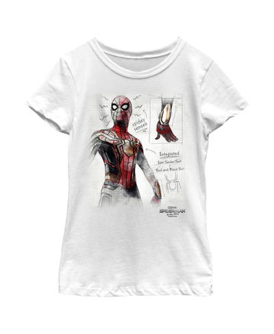 Shop Marvel Girl's  Spider-man: Now Way Home Integrated Suit Sketch Child T-shirt In White