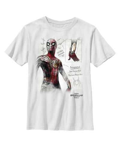 Shop Marvel Boy's  Spider-man: No Way Home Integrated Suit Sketch Child T-shirt In White