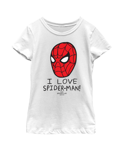 Shop Marvel Girl's  Spider-man: No Way Home I Love Spider-man! Mask Child T-shirt In White