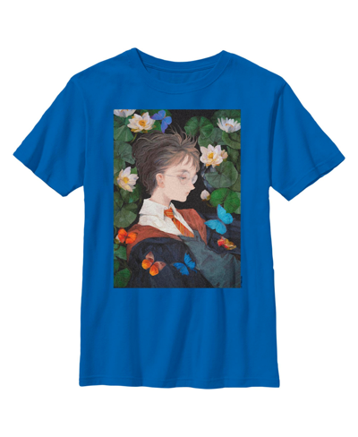 Shop Warner Bros Boy's Harry Potter Artistic Harry In Lily Pads Child T-shirt In Royal Blue